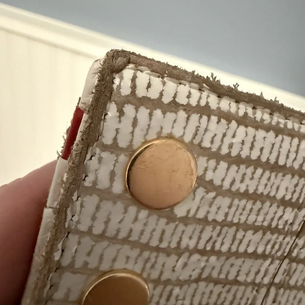 Hammitt 110 North Soft Leather Bifold Long Wallet White Crackle Gold Hardware - Picture 11 of 14